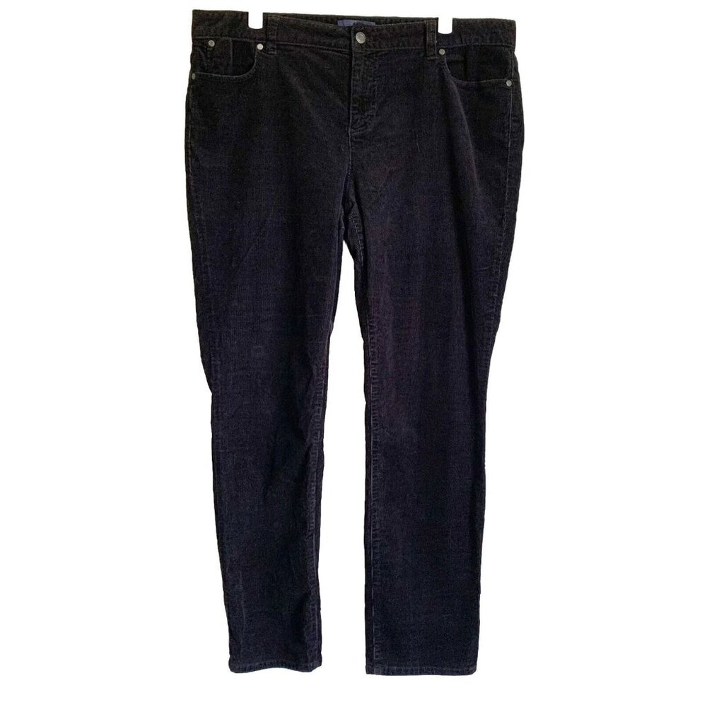 Talbots Signature Black Straight Leg Corduroy Pants Size 16 Casual Office Winter